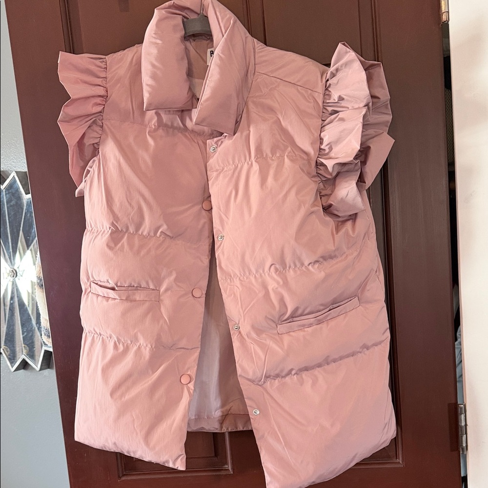 BUCKETLIST Pink Ruffled Puffer Jacket